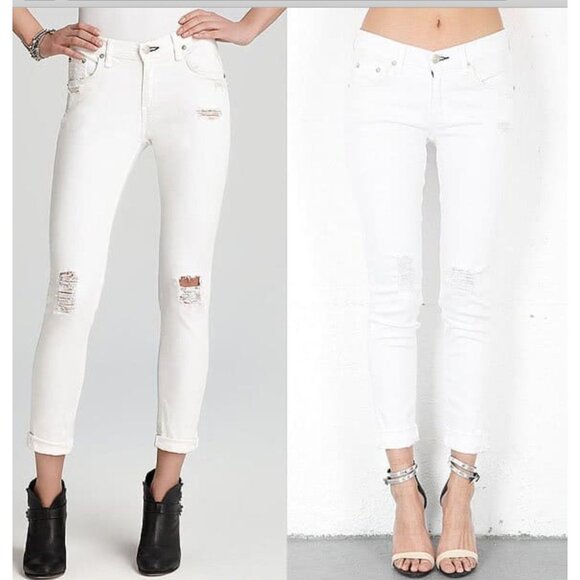 Rag & Bone The Dash Slouchy Skinny Jeans in Tattered White Size 27 - Picture 2 of 5